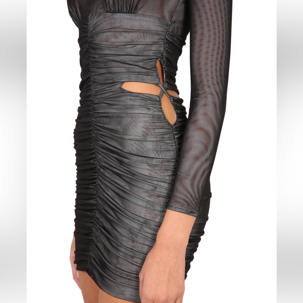 NWT Self-Portrait Mesh Ruched Mini Dress - Picture 3 of 12